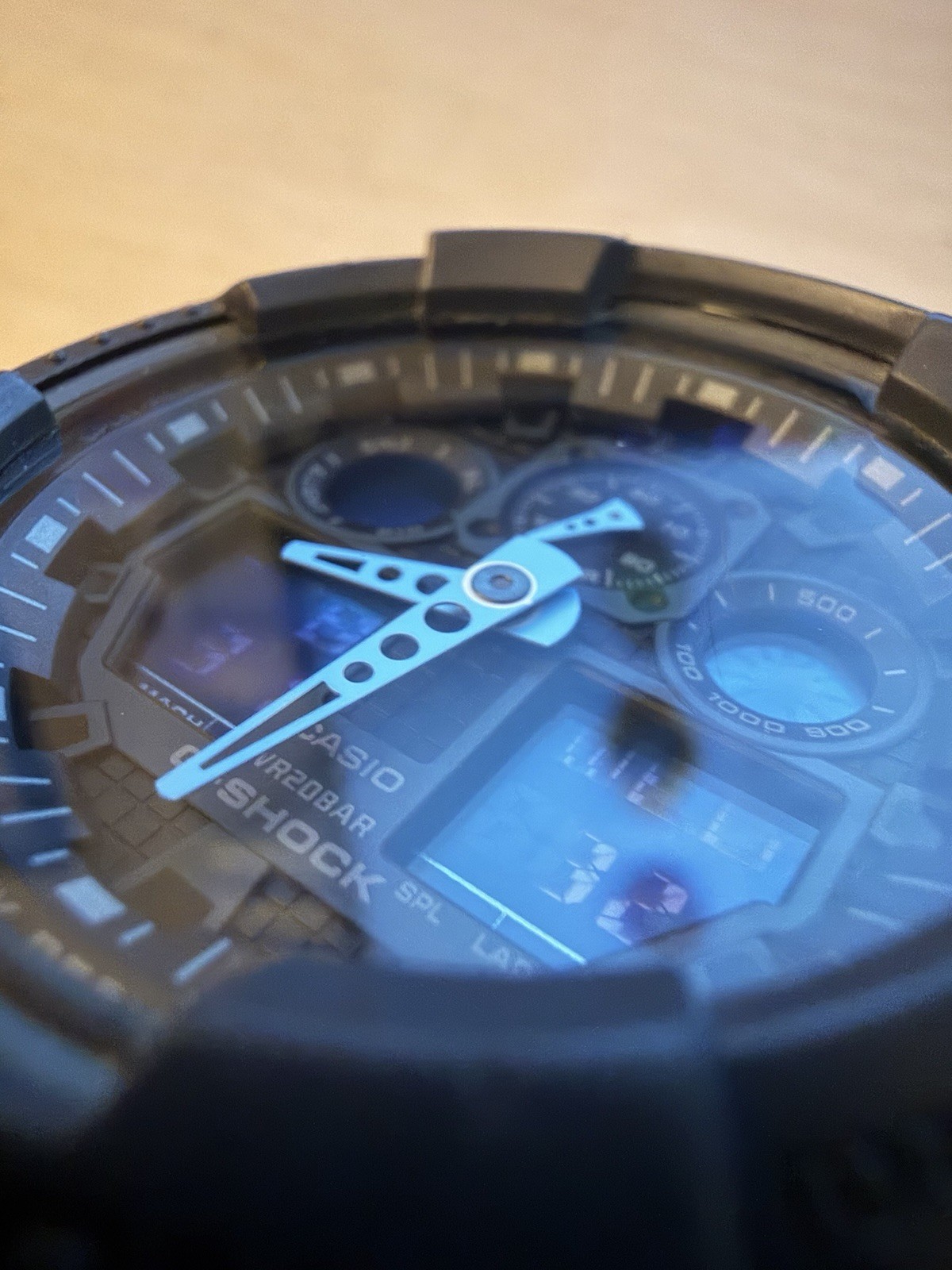 Casio G-Shock GA-100C Module 5081 Ana-Digi Watch Blue Hands Tested