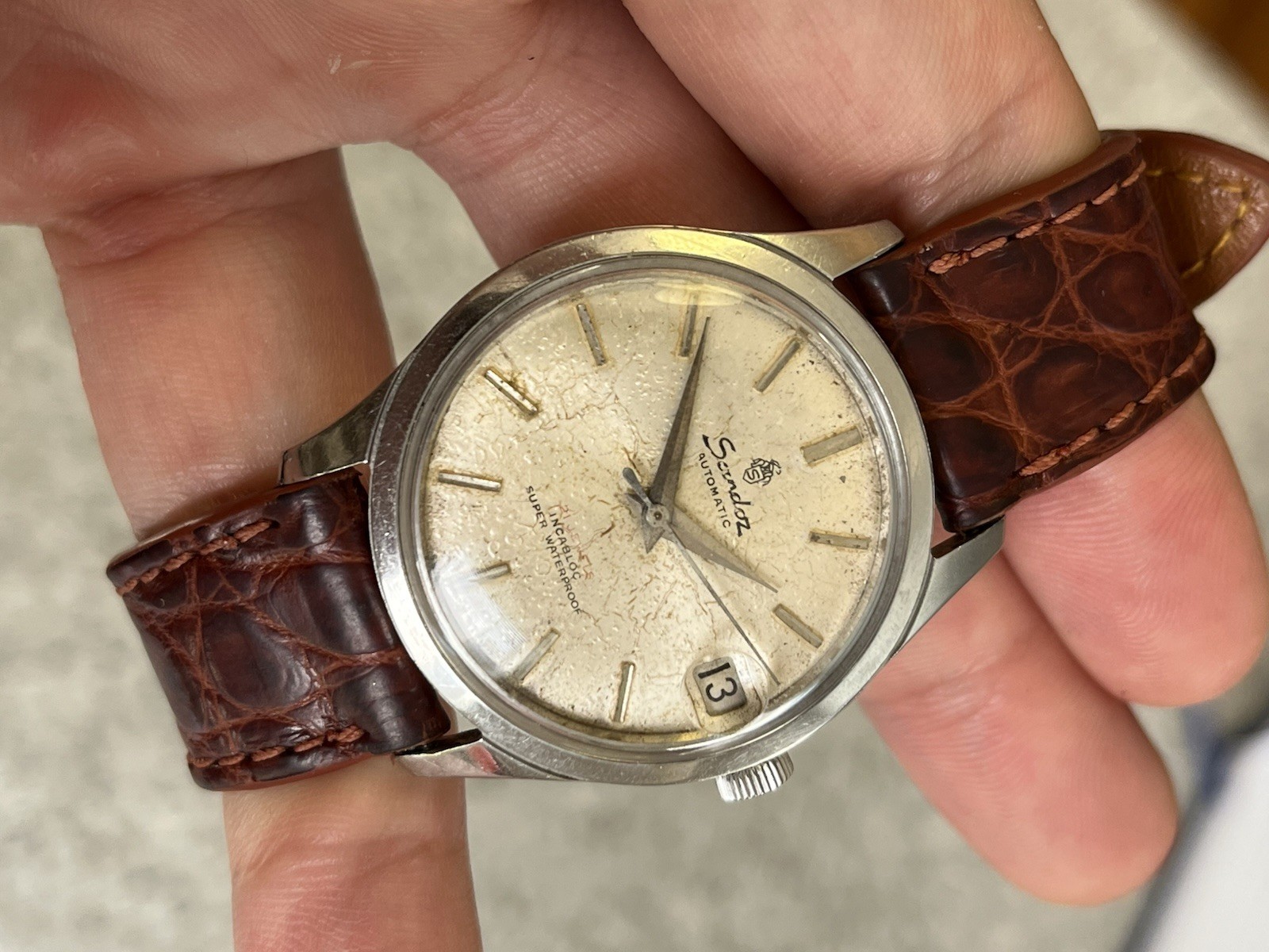 Sandoz Automatic, tropical dial, Felsa 4007N with spare watch for parts