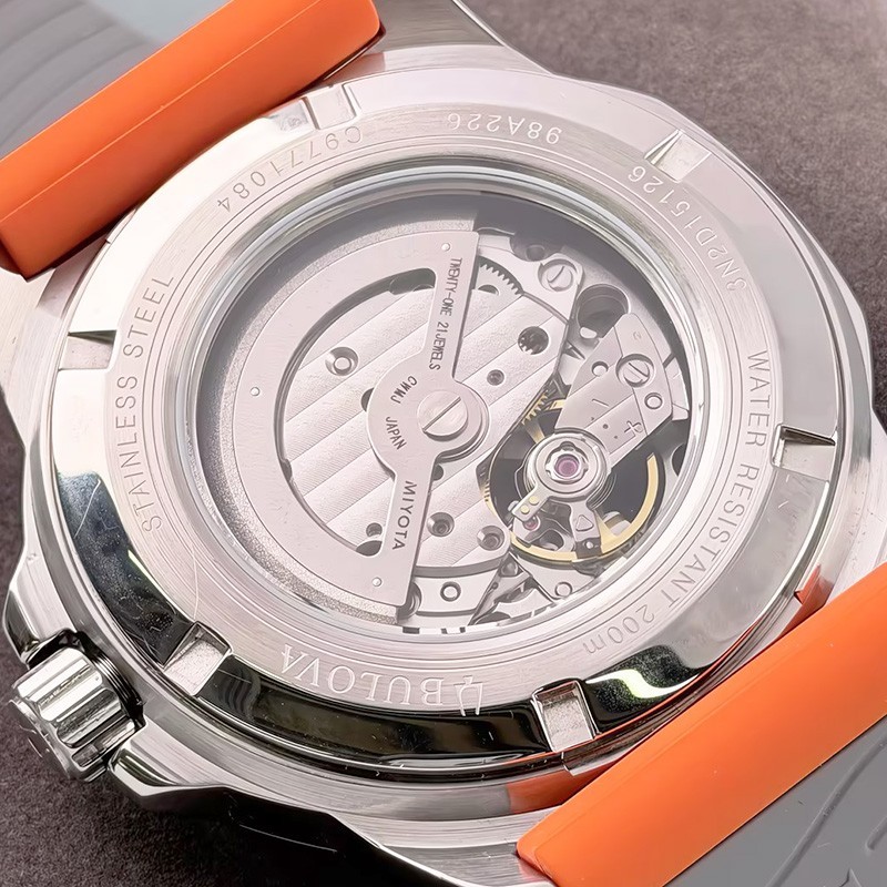 Bulova Marine Star 98A226 Automatic Men’s Watch White Dial Orange Silicone Strap