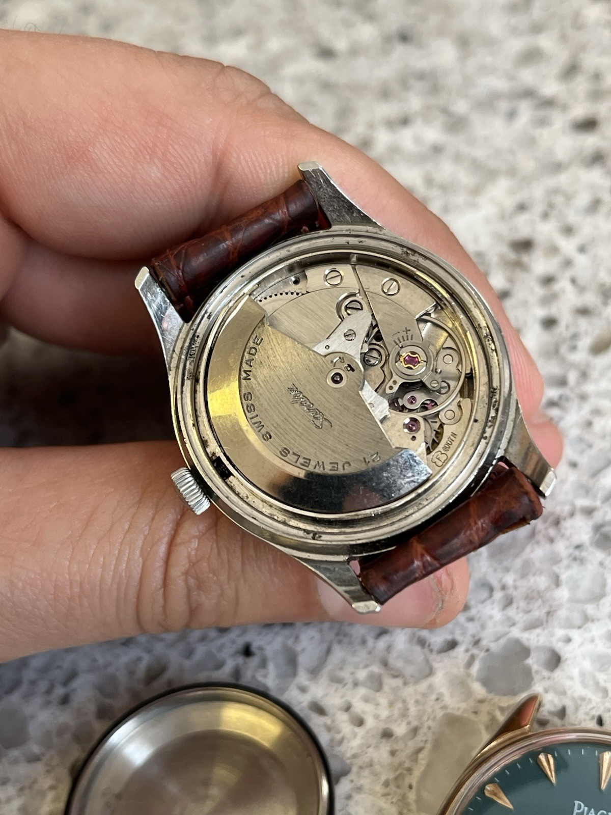 Sandoz Automatic, tropical dial, Felsa 4007N with spare watch for parts