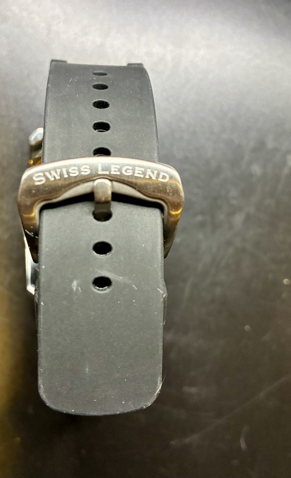 Swiss Legend Commander Watch Black Rubber Silicone Orange Chrome Needs Battery