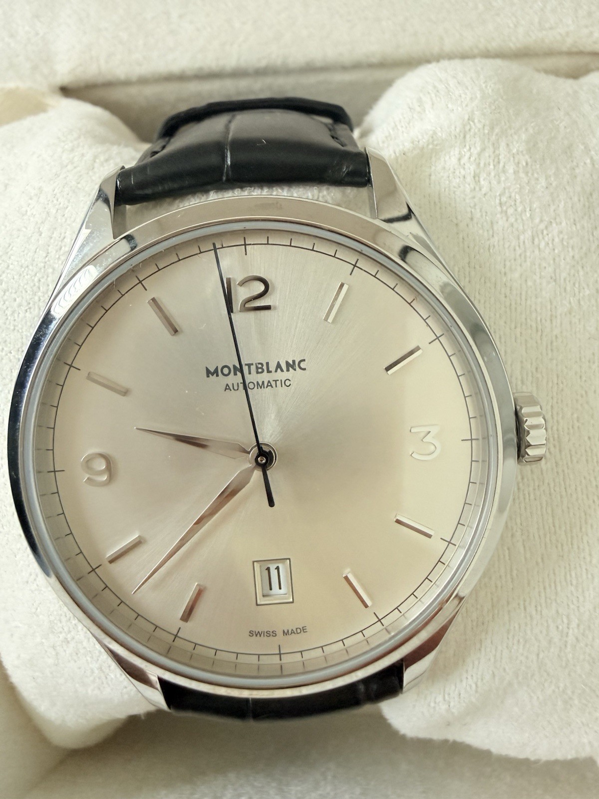 Montblanc Heritage Chronométrie Automatic Silver Dial Date Black Leather Strap