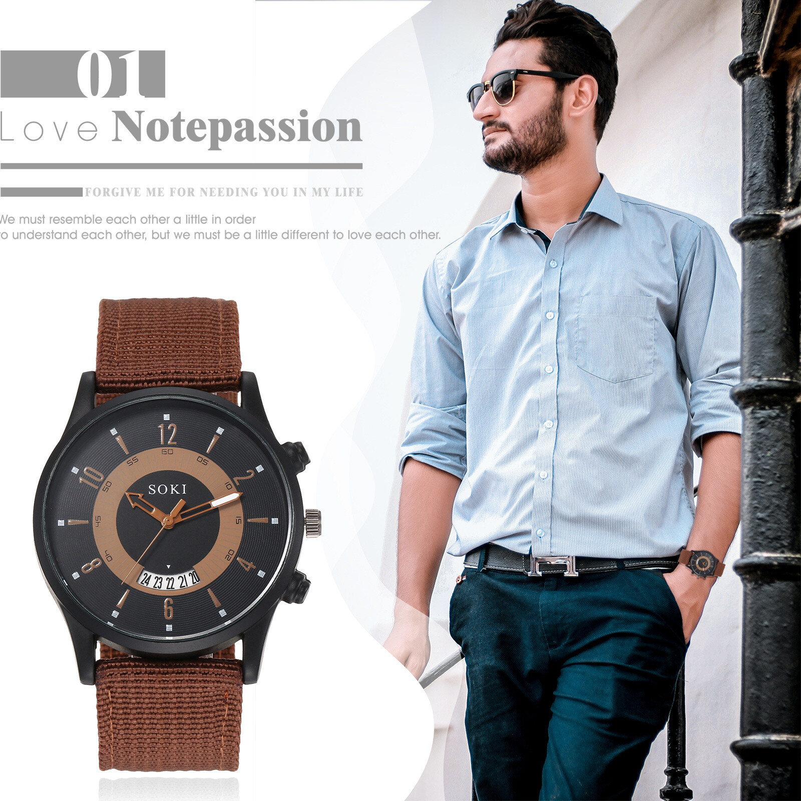 Men’s Casual Simple Arabic Numberals Dial Nylon Strap Sports Quartz Wrist Watch