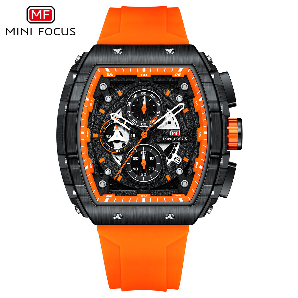 MINI FOCUS Men Watch Silicone Rectangle Date Wristwatch Military Boy Sport Watch