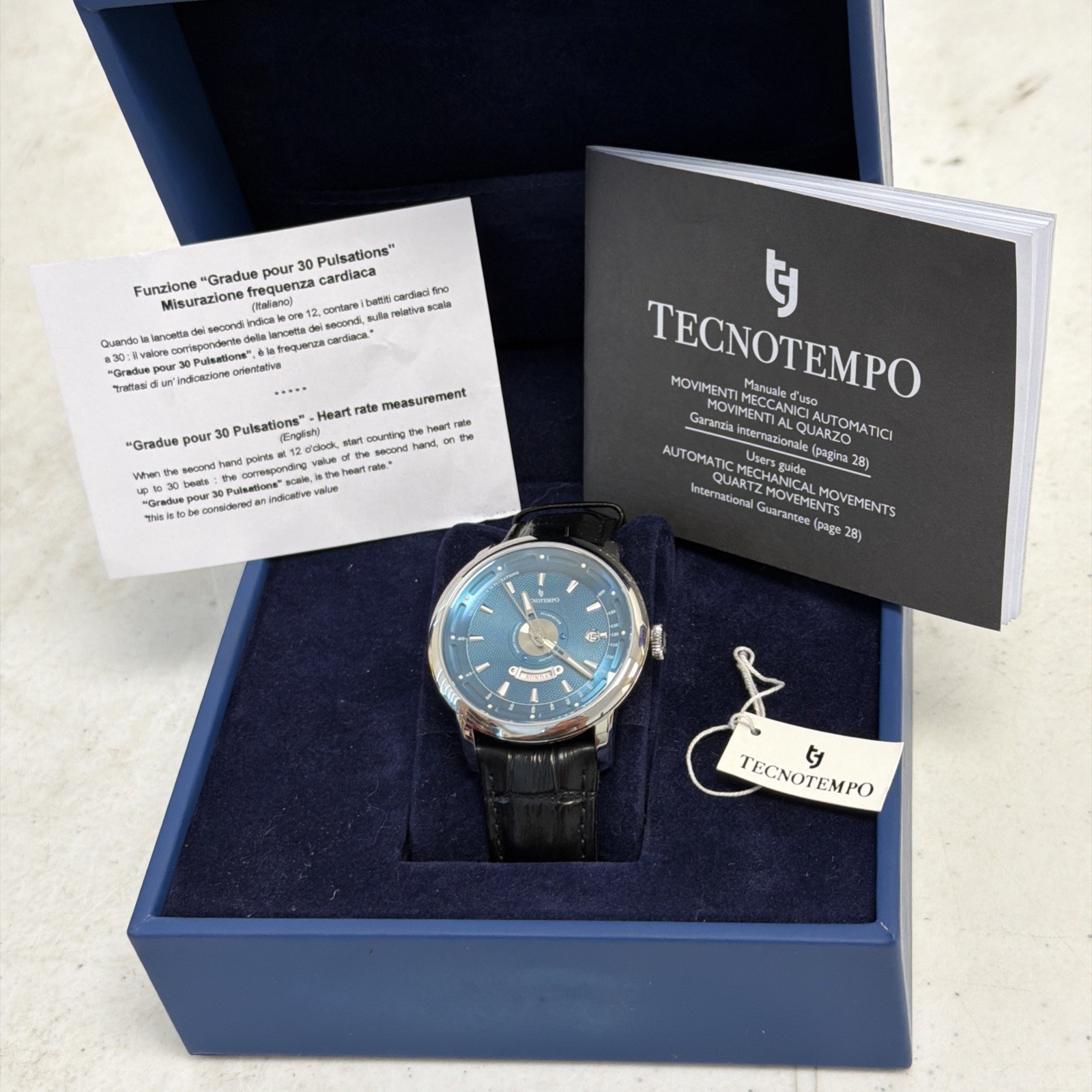 Brand New Tecnotempo Automatic Pulsometer Blue Special Edition No.36 US Seller!