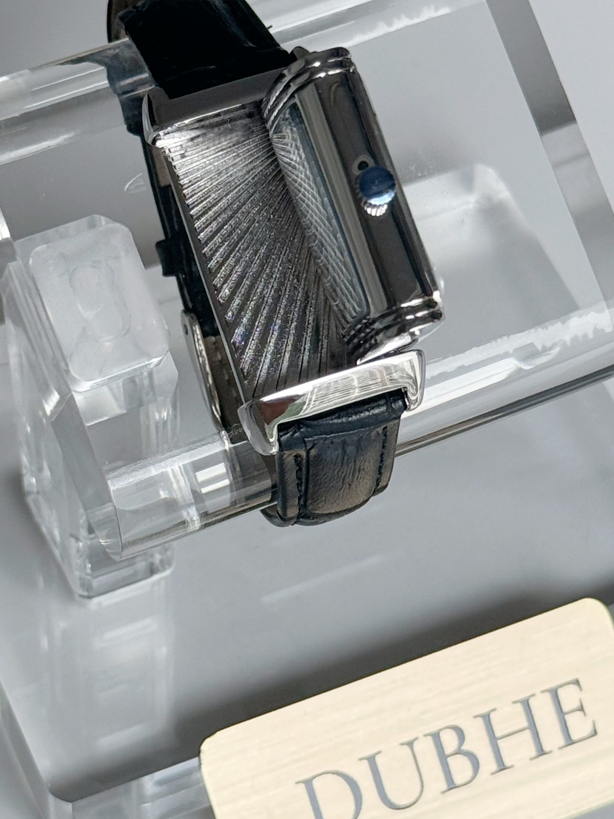 DUBHE Custom – Reverso Style Square Leather Quartz Watch – Slide Design 21mm