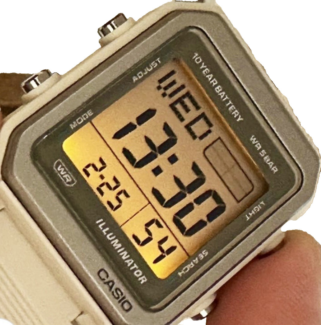 Casio Collection Standard W221H-1AV Ivory 10-year Battery Flash Alert World Time