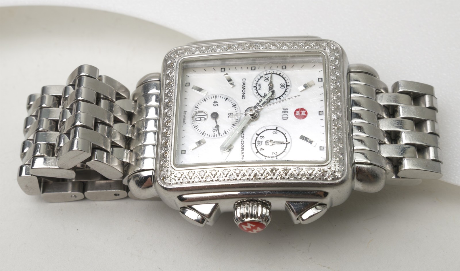 Parts/Repair Small Michele Deco Diamond Bezel Ladies Watch Chronograph