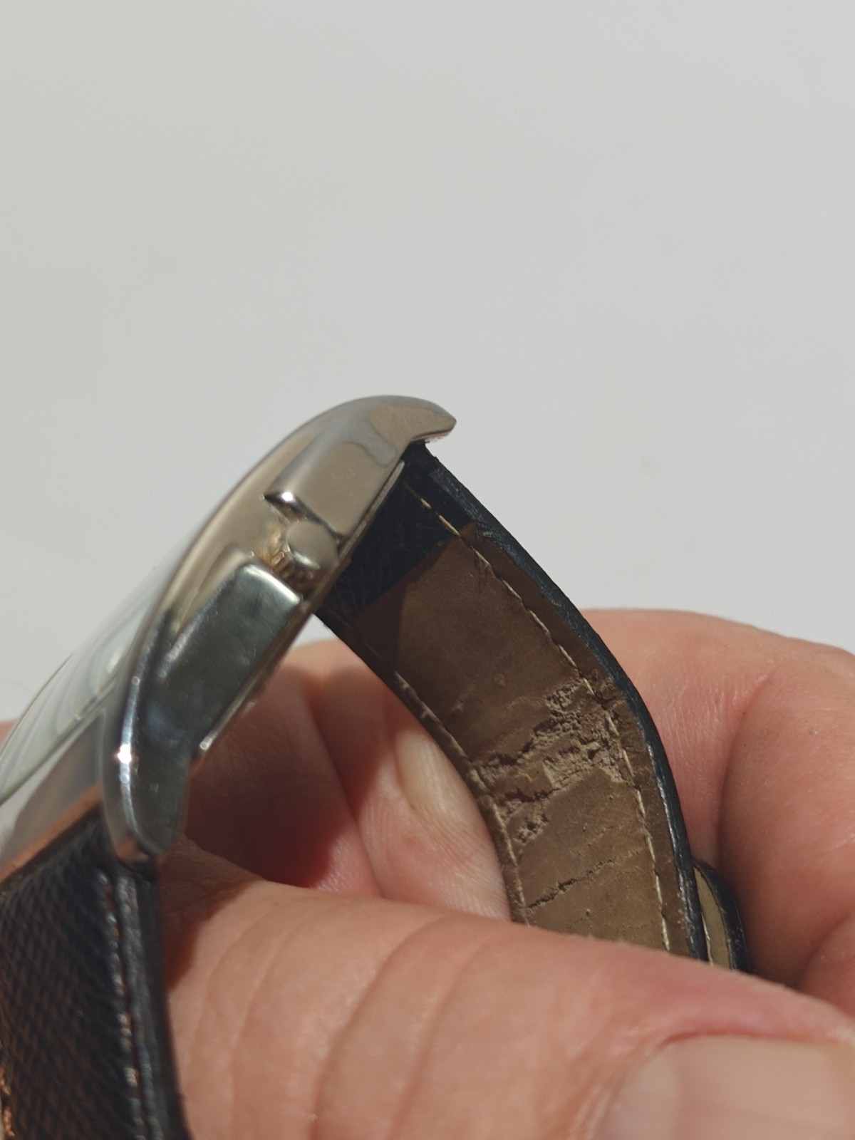 Vintage Panama Jack Ocean Side Mens Wrist Watch Silver Bronze Dial Leather Nice