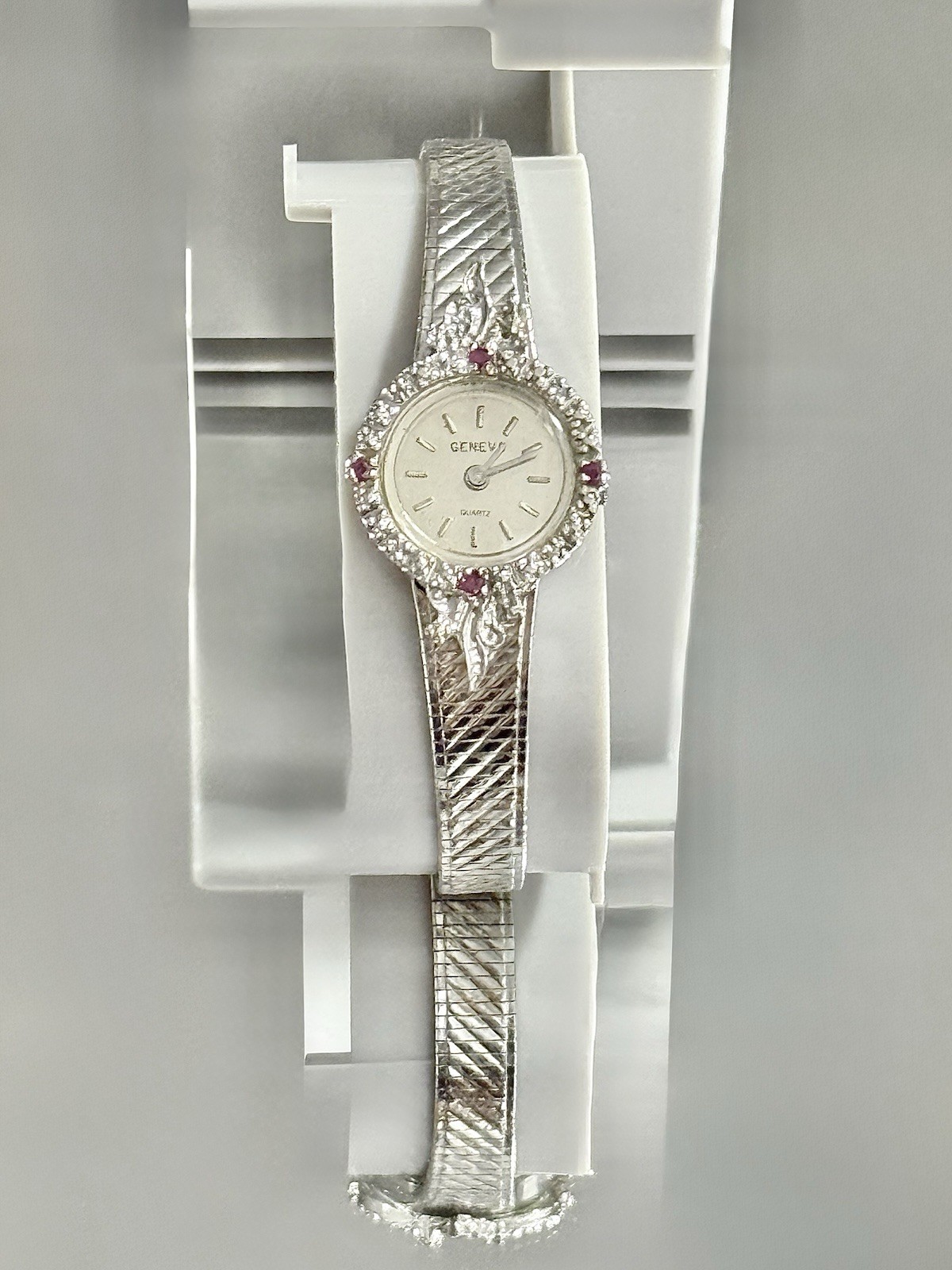 VTG RARE Geneva Swiss GENUINE Ruby and Diamond Watch Women’s Cocktail Wristwatch