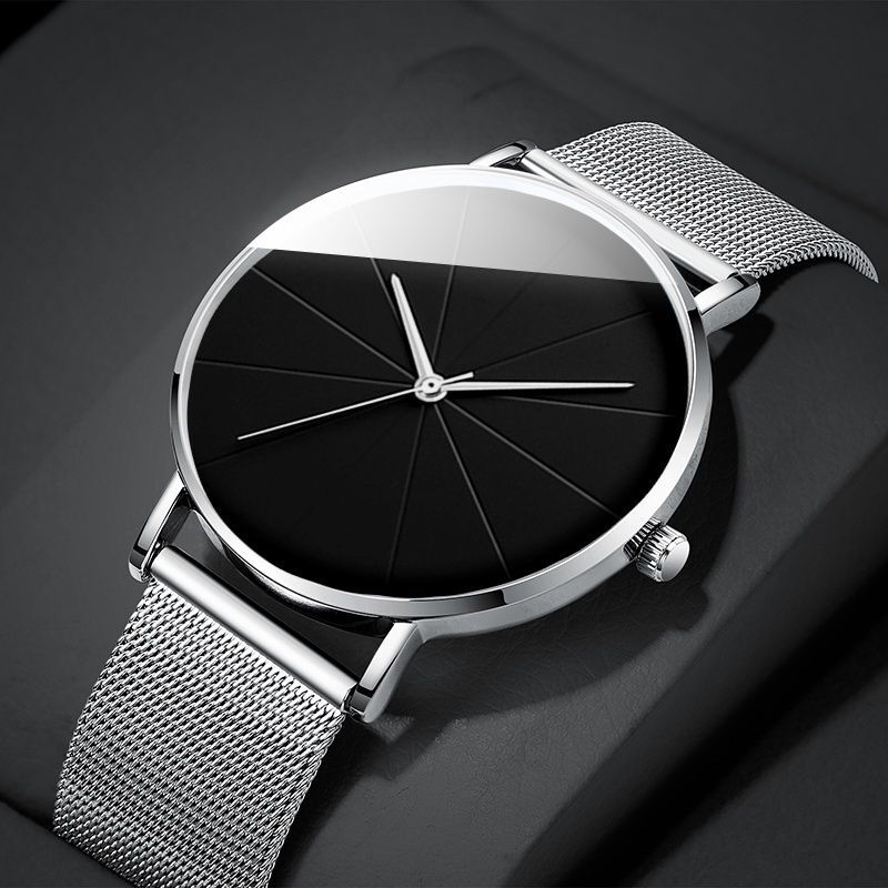 Minimalist Mesh Quartz Watch – Ultra Thin Stainless Steel Mens Simple Watches
