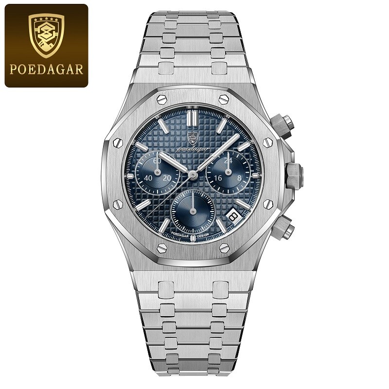 KC POEDAGAR Men Chronograph Quartz Wrist watch Business Luminous with box