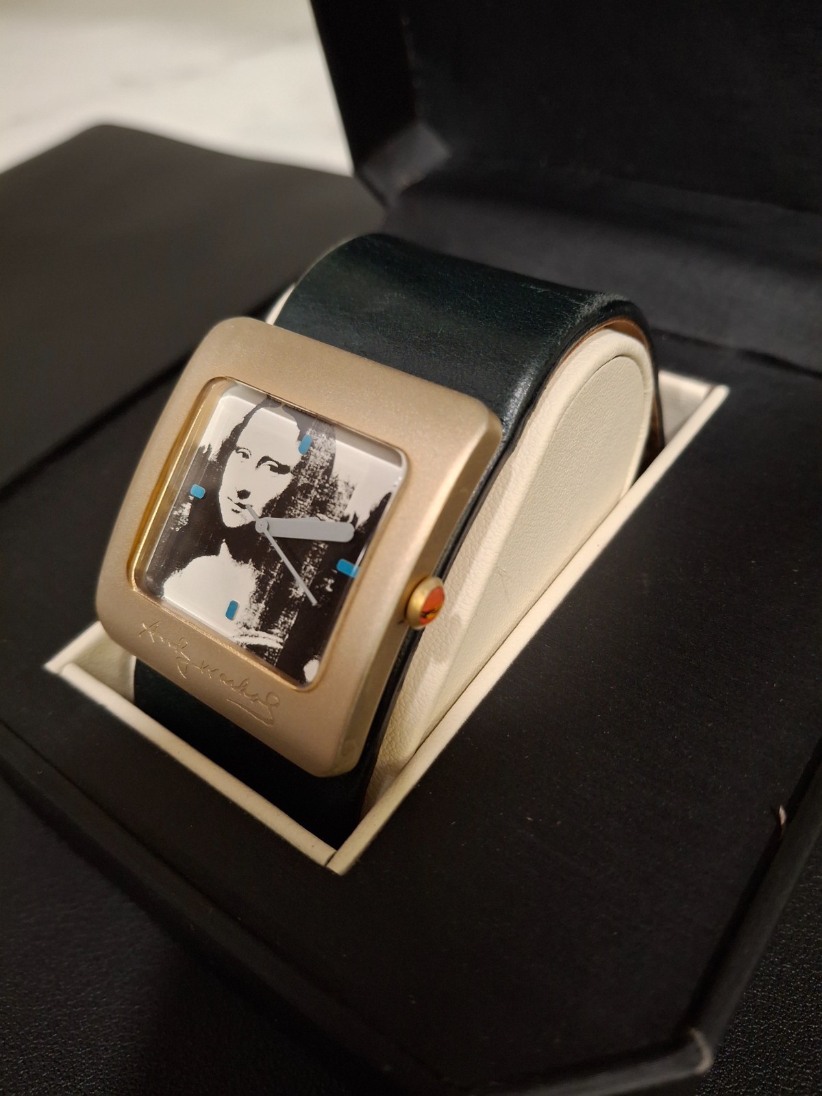 Andy Warhol Mona Lisa Art Watch Quartz Leather Strap Pop Art Rare Unisex