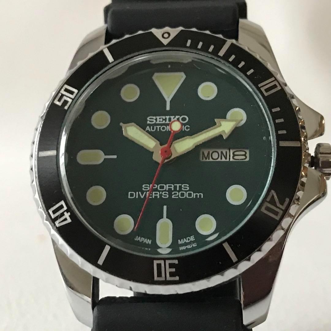 Seiko Diver Automatic Watch US 6 / UK 4 Black Green Vintage Japan Auth 064660