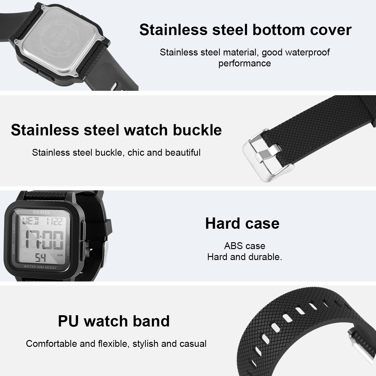 Men Waterproof Digital Sports Watch Military Tactical LED Backlight Wristwatch