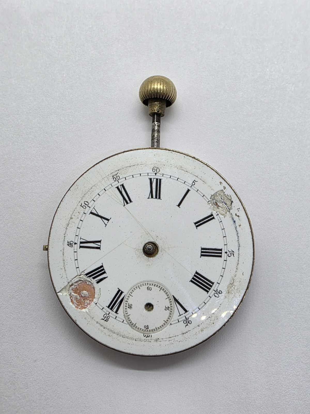 Vintage Cylinder Pocket Watch Movement WORKING Condition Stem Crown