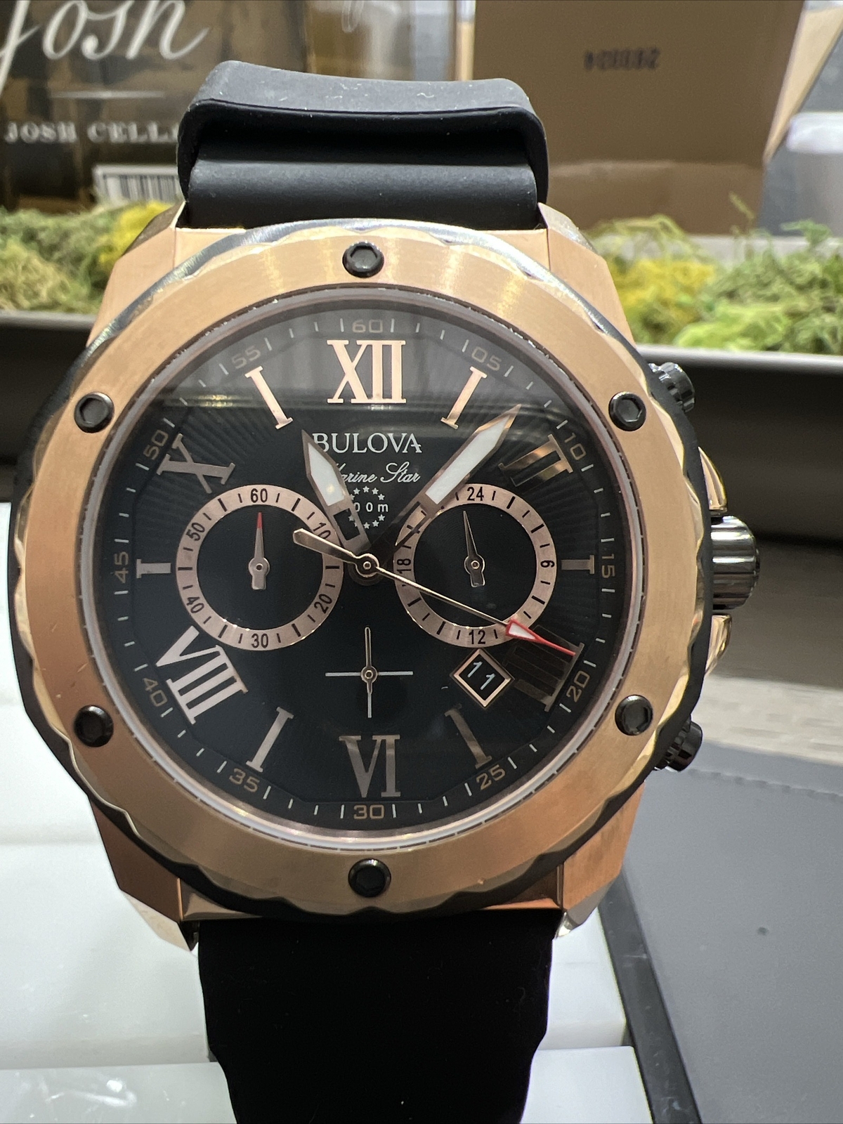 Bulova Marine Star Chronograph Black Dial Men’s Watch 98B278