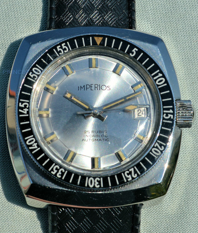 Rare Imperios Diver Sub 150Mt Steel Watch Bakelite Bezel Screw Crown