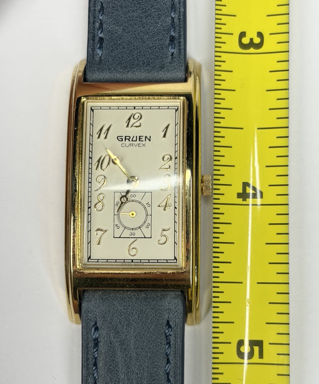 Gruen Curvex Quartz Tank Watch Gold Plated 10 Micron GP Back Art Deco Style