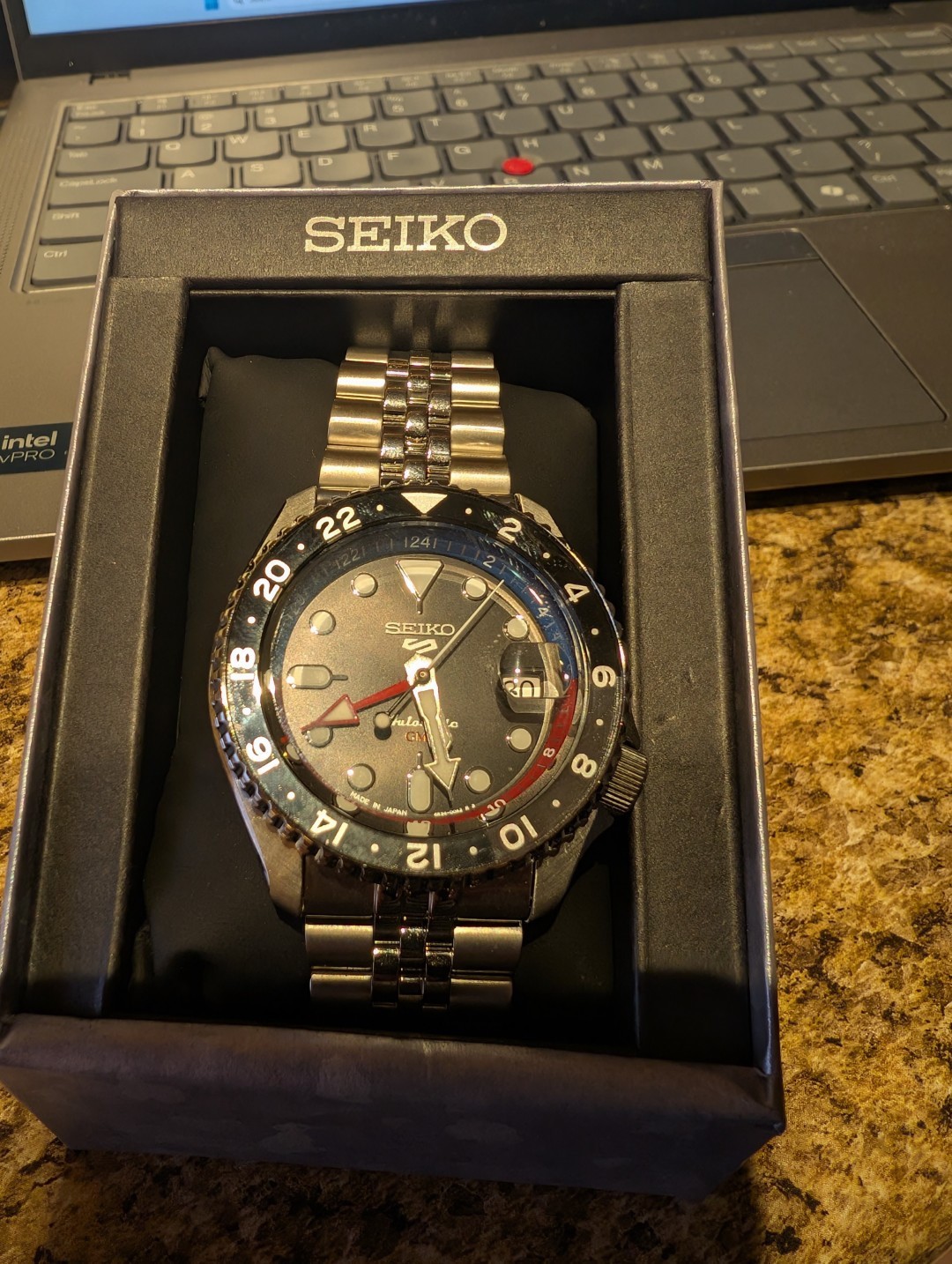 Seiko 5 Men’s Watch SSK019 GMT Automatic Black Dial Stainless Steel 42mm w/box