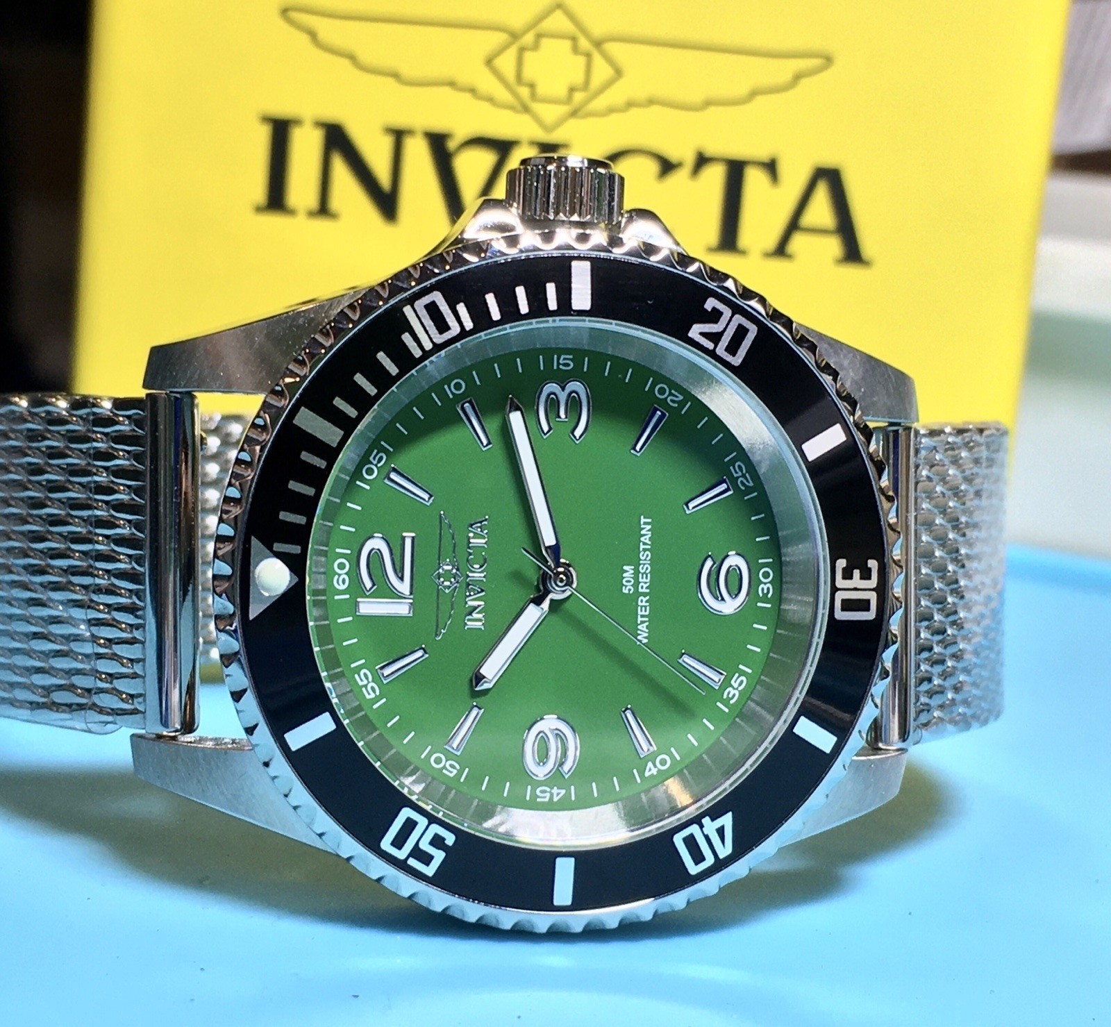 INVICTA PRO DIVER GREEN FATHOMS STYLE NO DATE ALPHA NUMERIC 40MM QUARTZ CUSTOM
