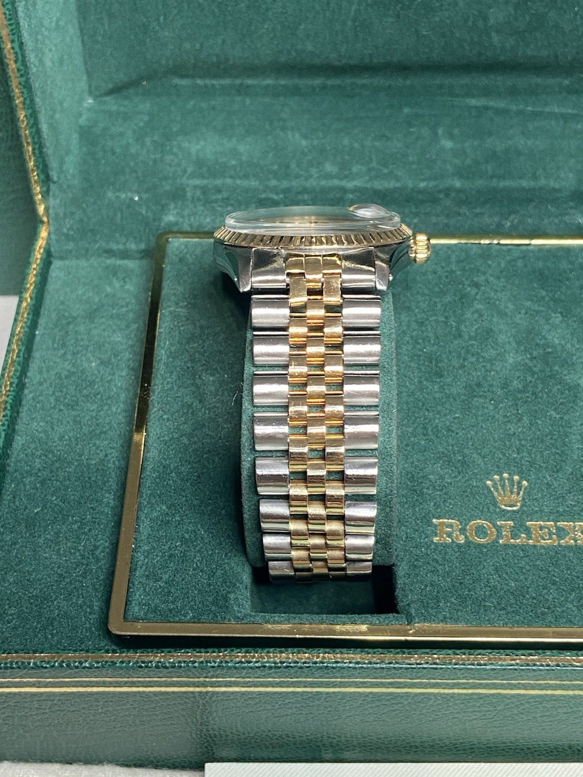 ROLEX ♛ Oyster Perpetual Date 15053* SS & 18K B & P’s With Extra Dial ~Preloved
