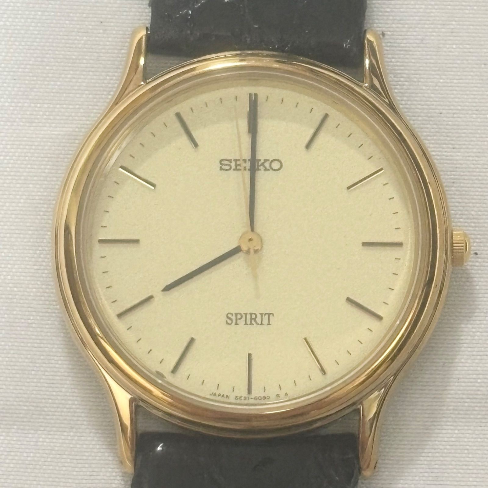 SEIKO SPIRIT 5E31-6040 Ivory Black Quartz Watch Battery Dead