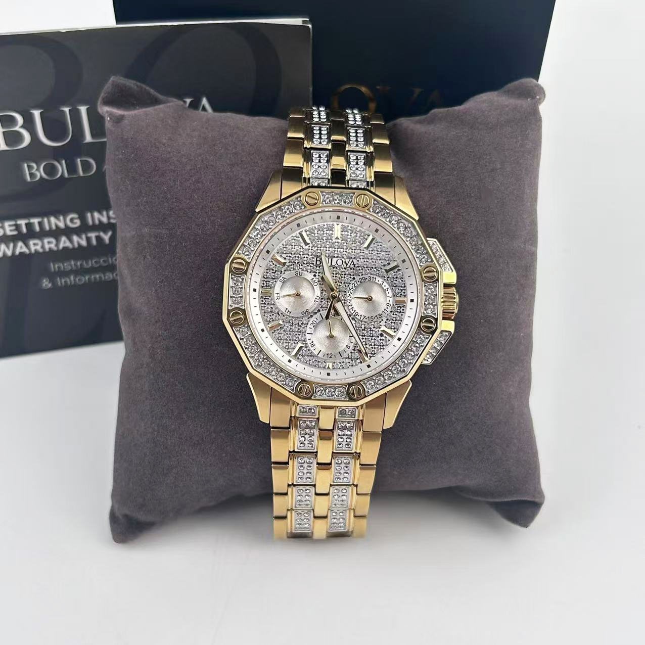 Bulova Octava 98C126 White Dial Gold-Tone Stainless Steel Men’s Quartz Watch
