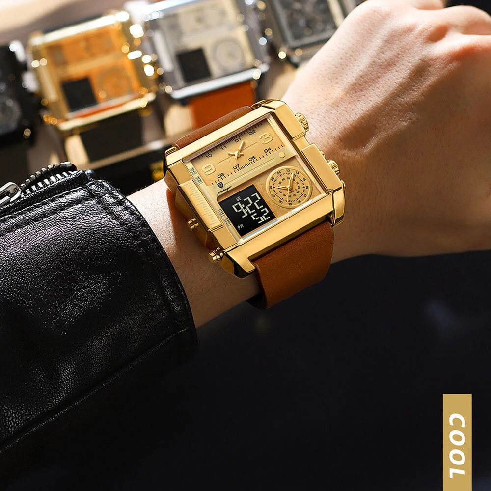 POEDAGAR Luxury Men Quartz Watch Fashion Rectangle Sport Watch Waterproof Multif