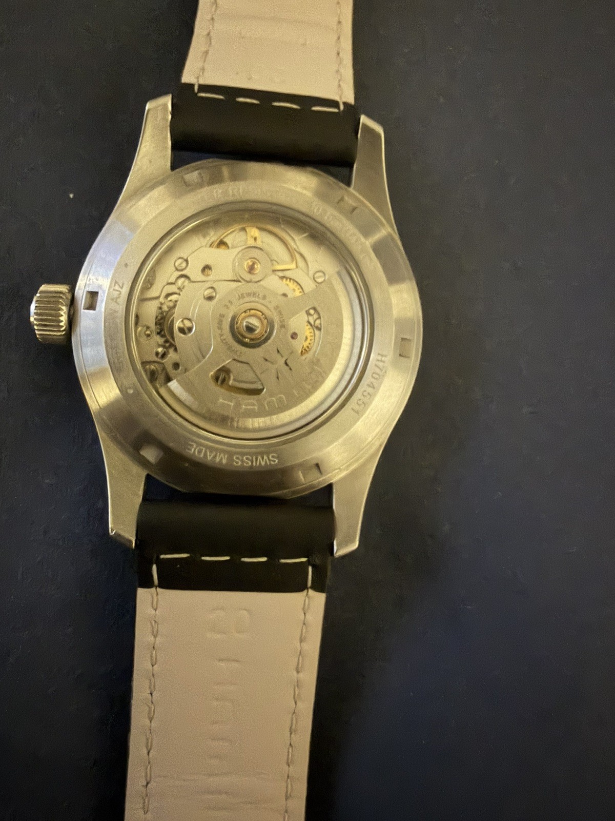 Hamilton Khaki Field Silver Men’s Watch 38mm with Black Leather Band – H70455553