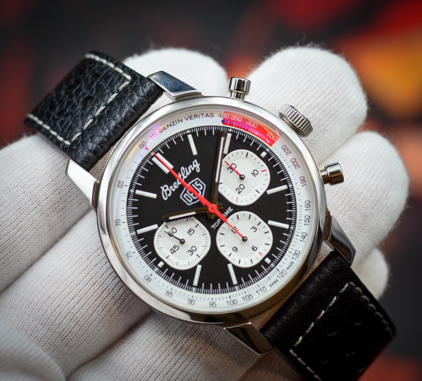 Breitling Top Time B01 Deus Steel Auto 41mm Black Dial Watch AB01765A1B1X1