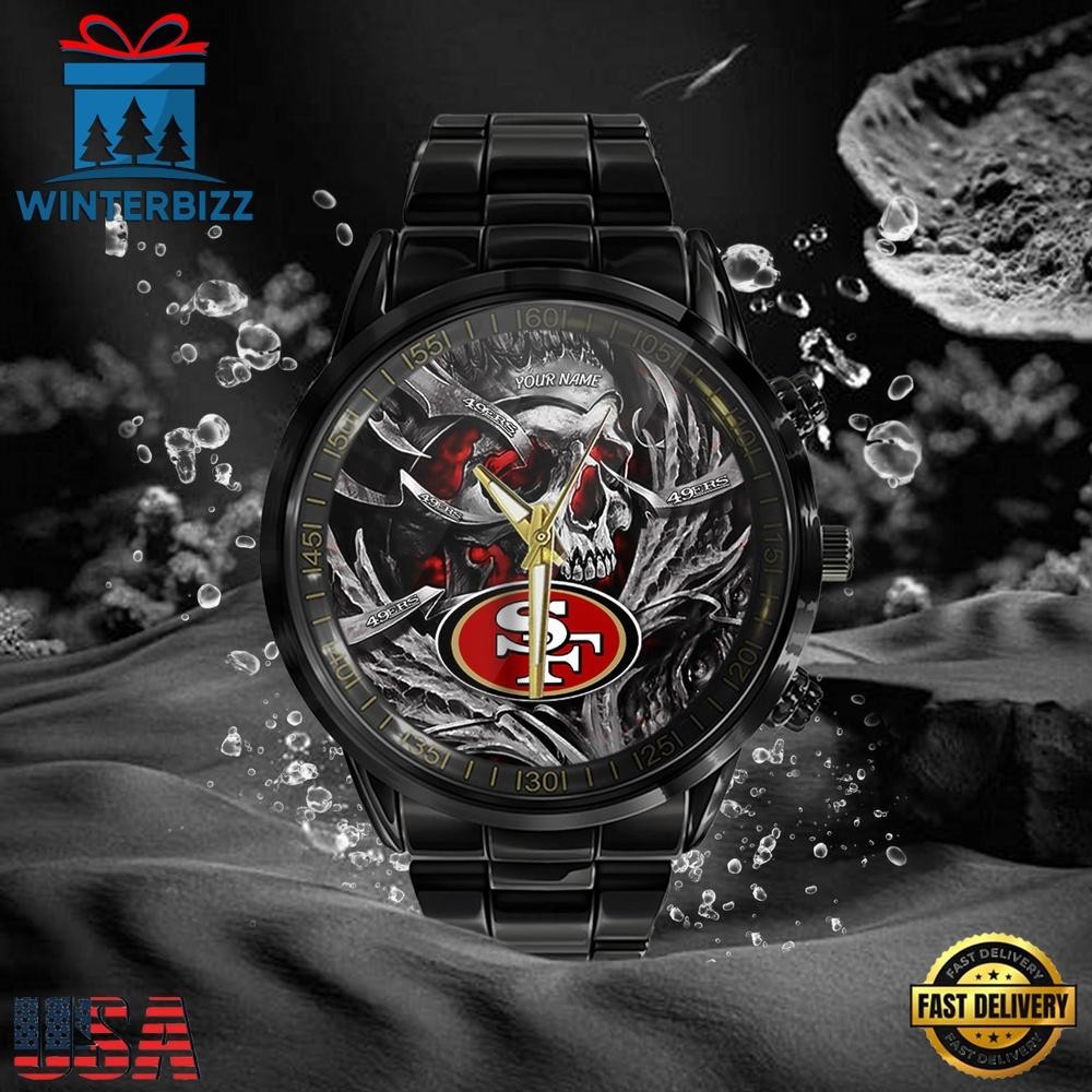 Custom Name San Francisco Football Team 49erss Men Black Stainless Steel Watch