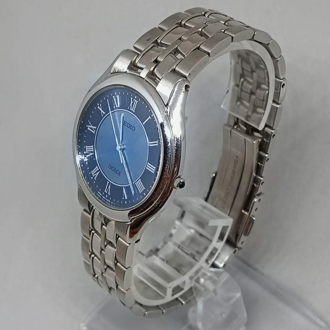 Seiko J41-6030 8J41-6030 2605-0029 Quartz Mens Wristwatch Navy Dial 26.4mm 19cm