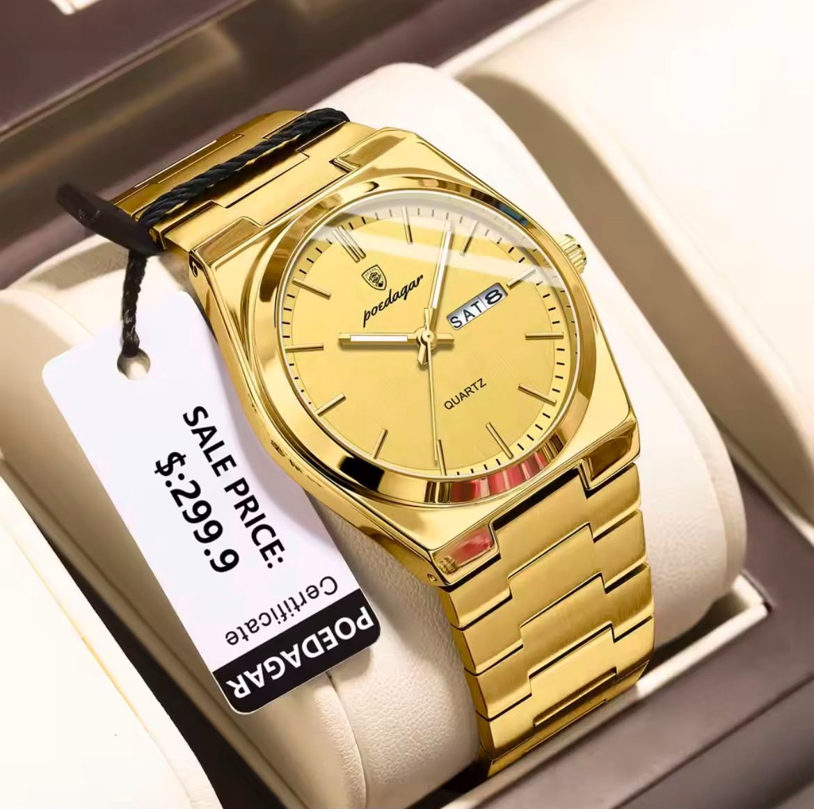 POEDAGAR Luxury Men’s Watches Waterproof Luminous Date Week Men Watch Stainless