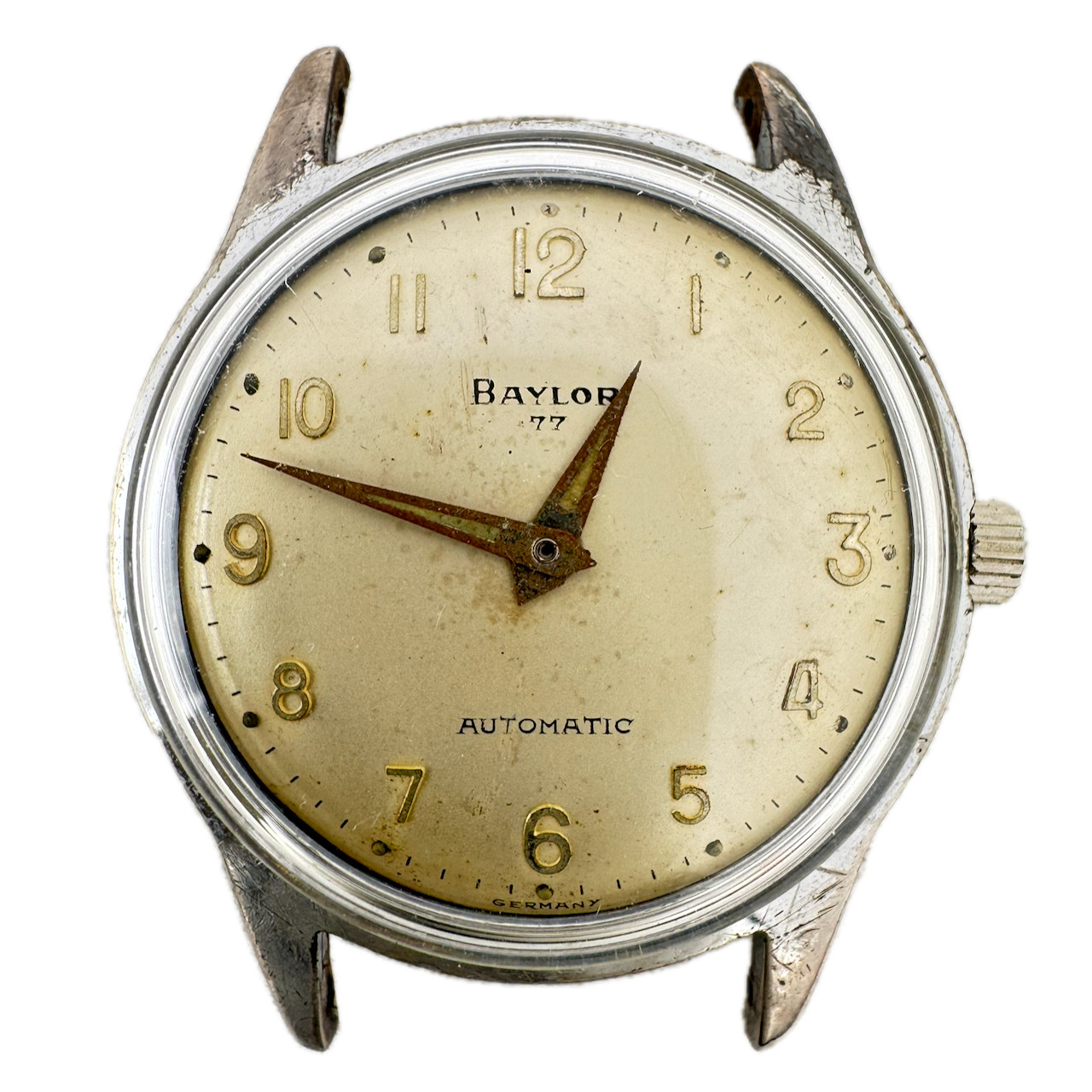 Vintage 34mm Baylor 77 7 Jewel Men’s Automatic Wristwatch Germany Chrome Plated