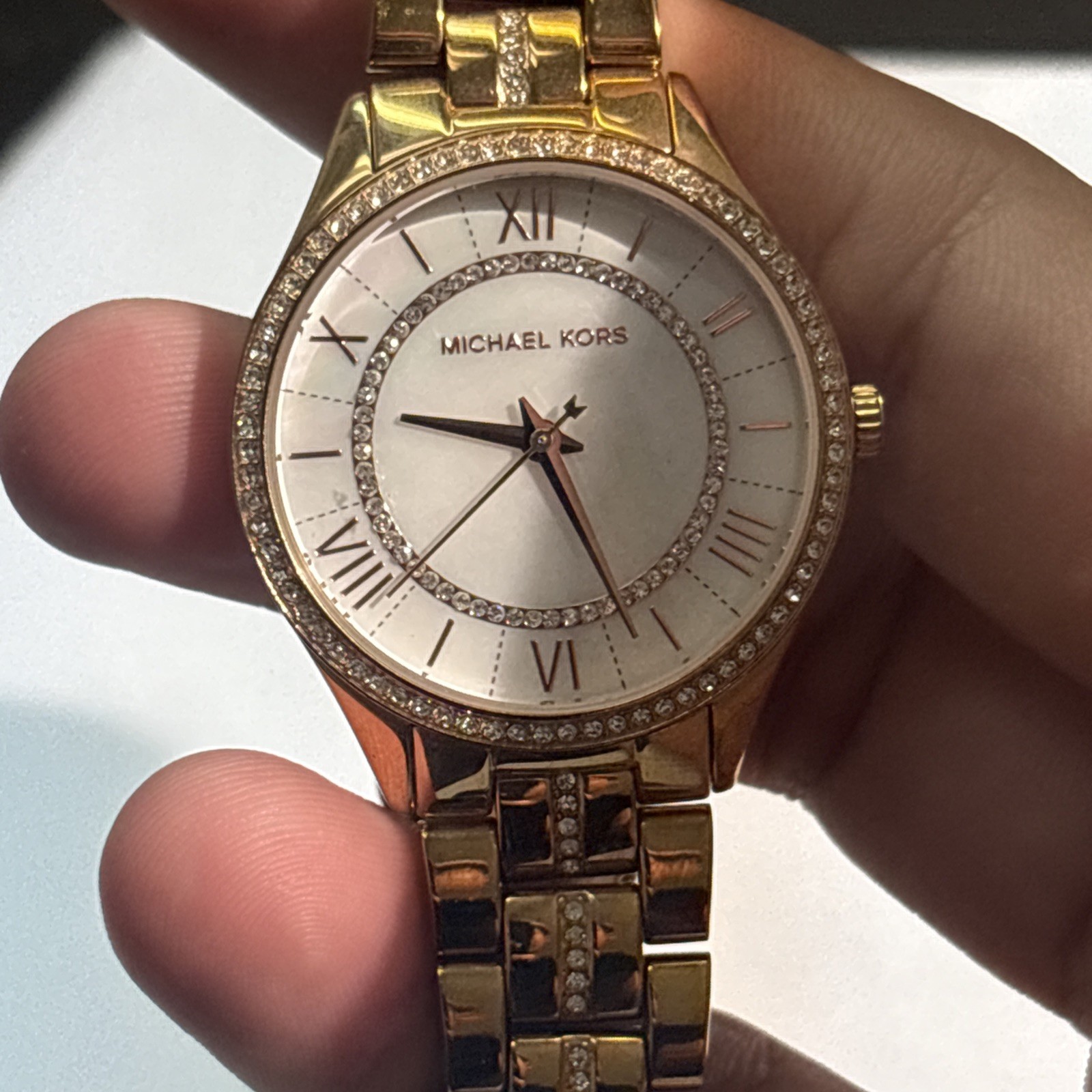 Michael KORS Watch Gold Plated MOP DIAL Fits Wrist Size 6.5”