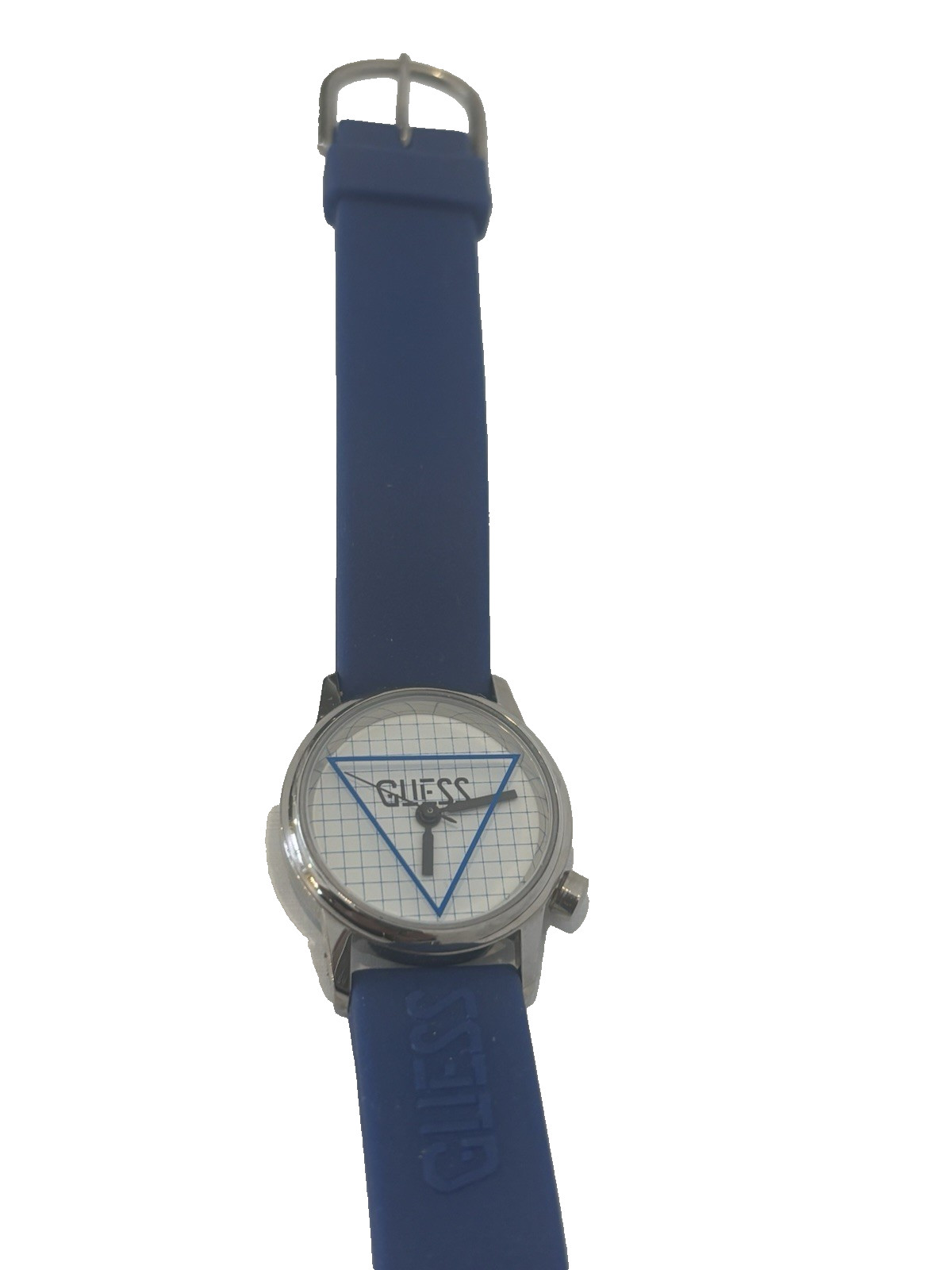 Vintage 1989 GUESS Watch Blue Grid Dial Geometric Sport Minimalist WORKING