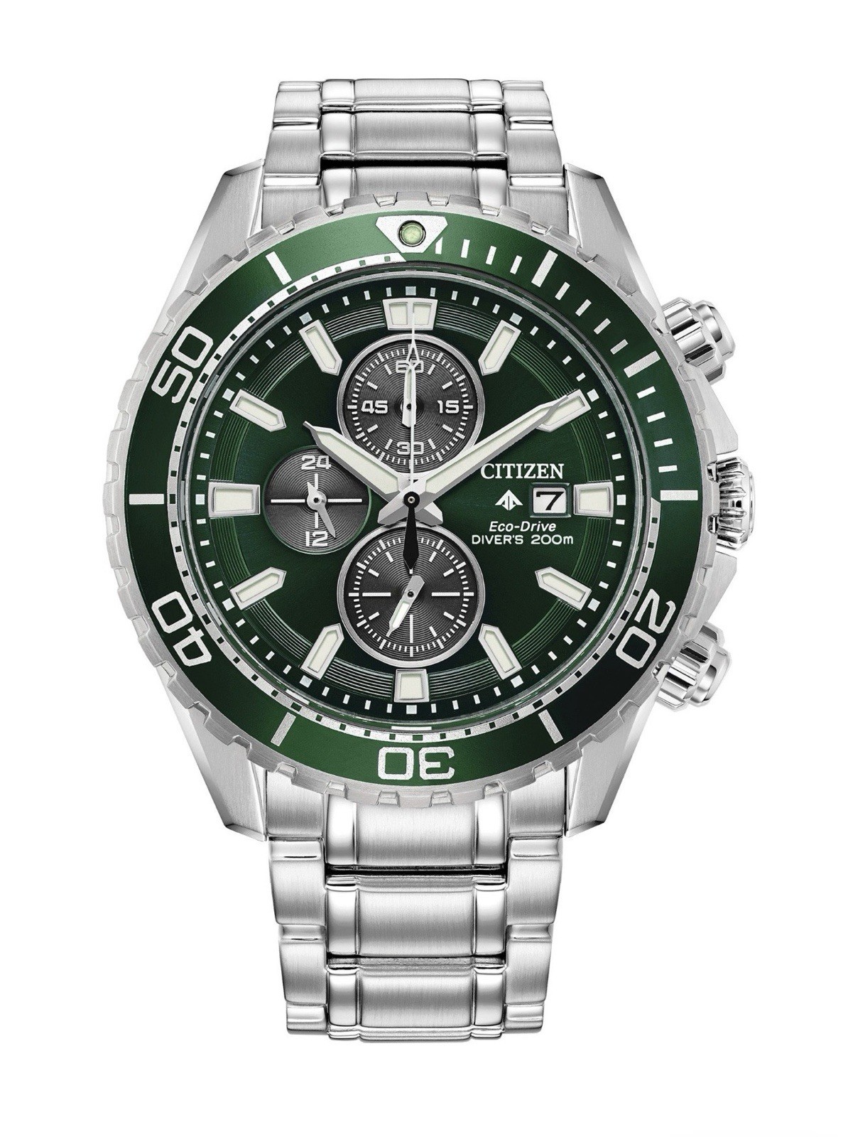 Citizen Eco-Drive Diver 200m Quartz Chronograph Green Dial/Bezel Steel