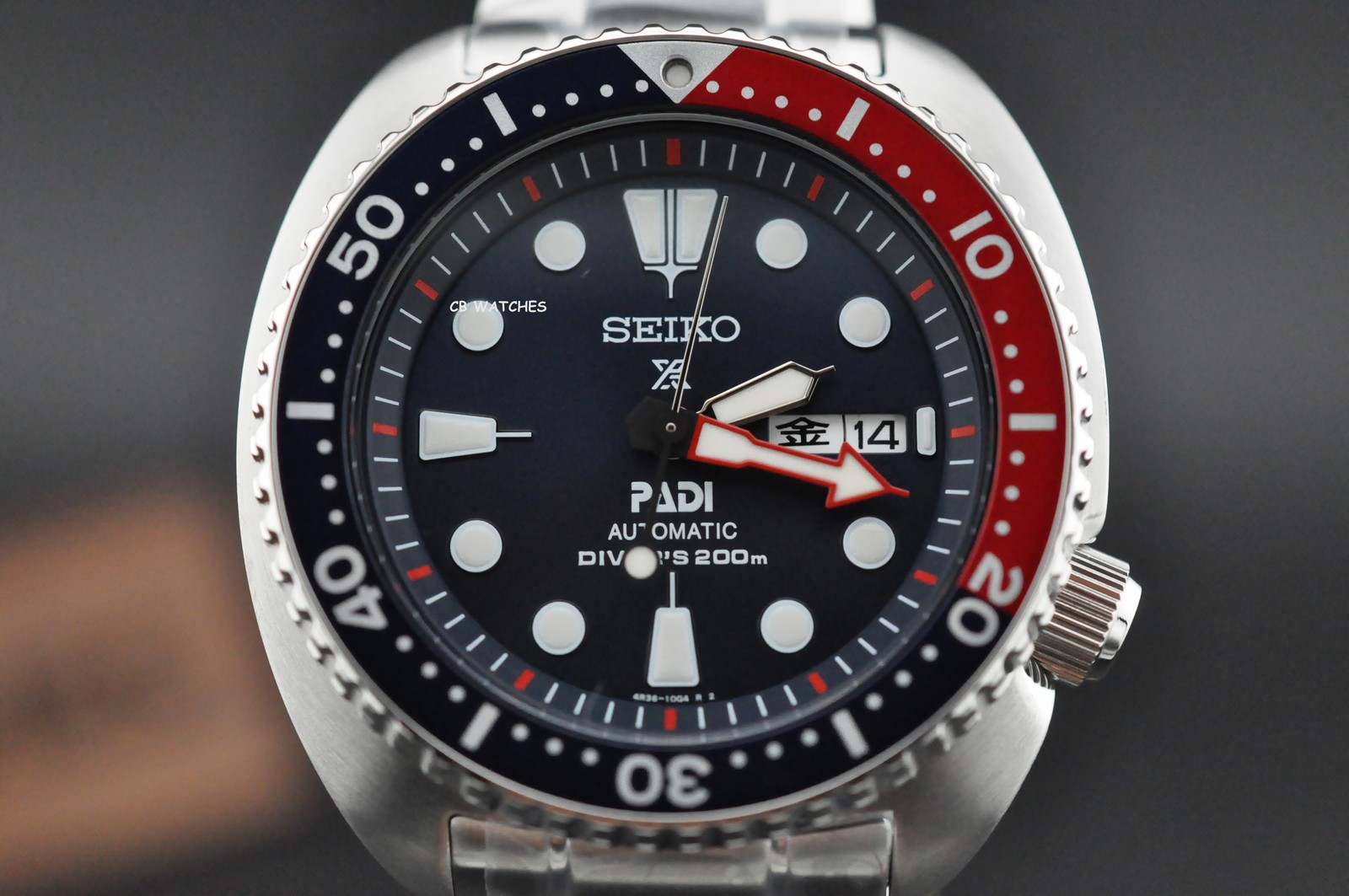 Seiko Padi Prospex Turtle Pepsi 45 mm Automatic Stainless Steel Watch SRPE99