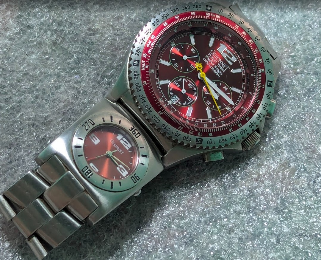 Very Rare Double Aviators 45mm Guionnet Flight Timer Chronograph BR401RTW. Works