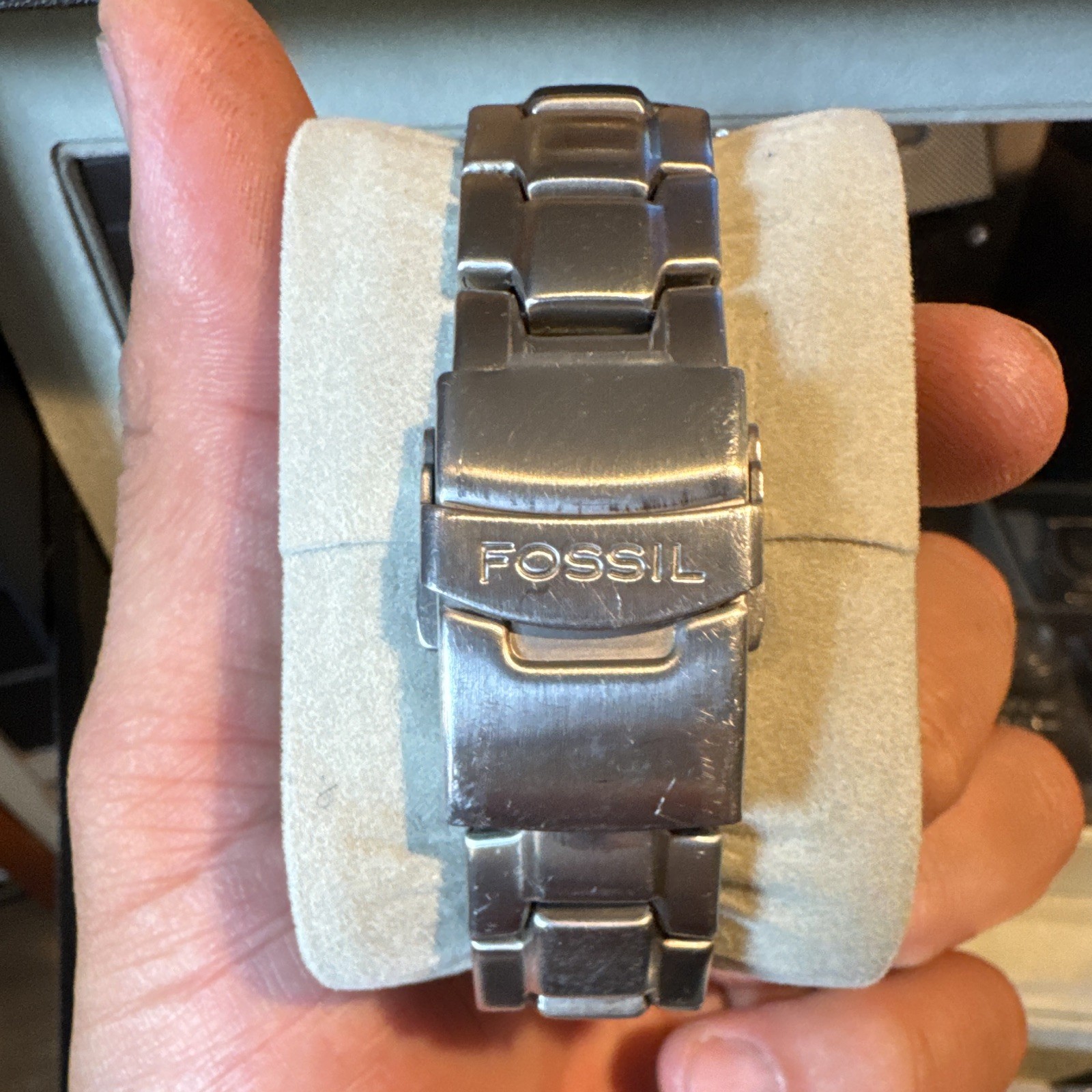 Fossil Big Tic Quartz Flame Dial 40mm Silver Stainless Bracelet 50m Watch