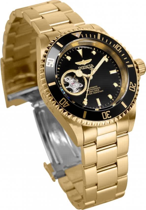 Invicta Pro Diver Automatic Black Dial Yellow Gold-plated Men’s Watch 20436