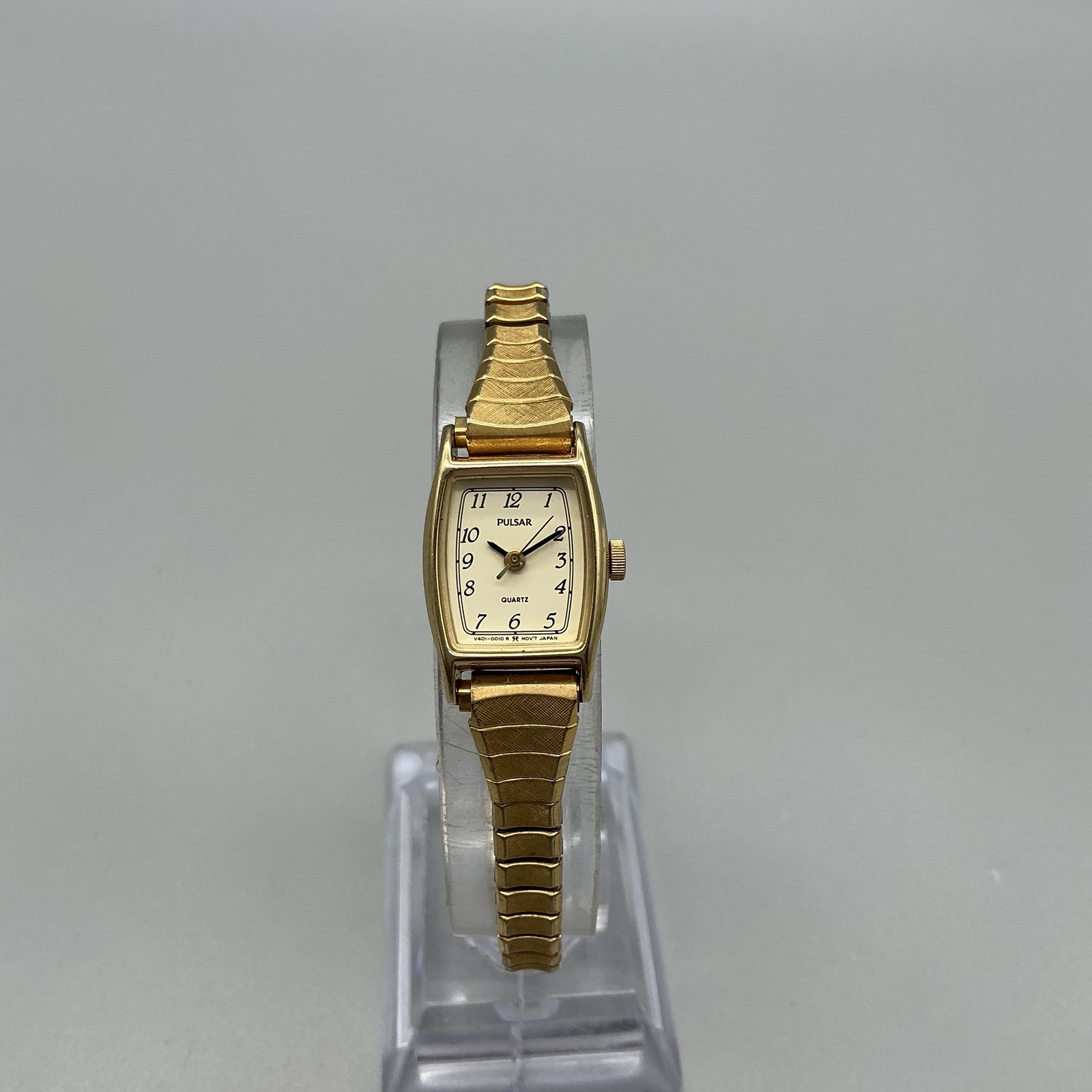 Pulsar V401-5000 Womens Watch 16mm Gold Tone Stretch Band New Battery