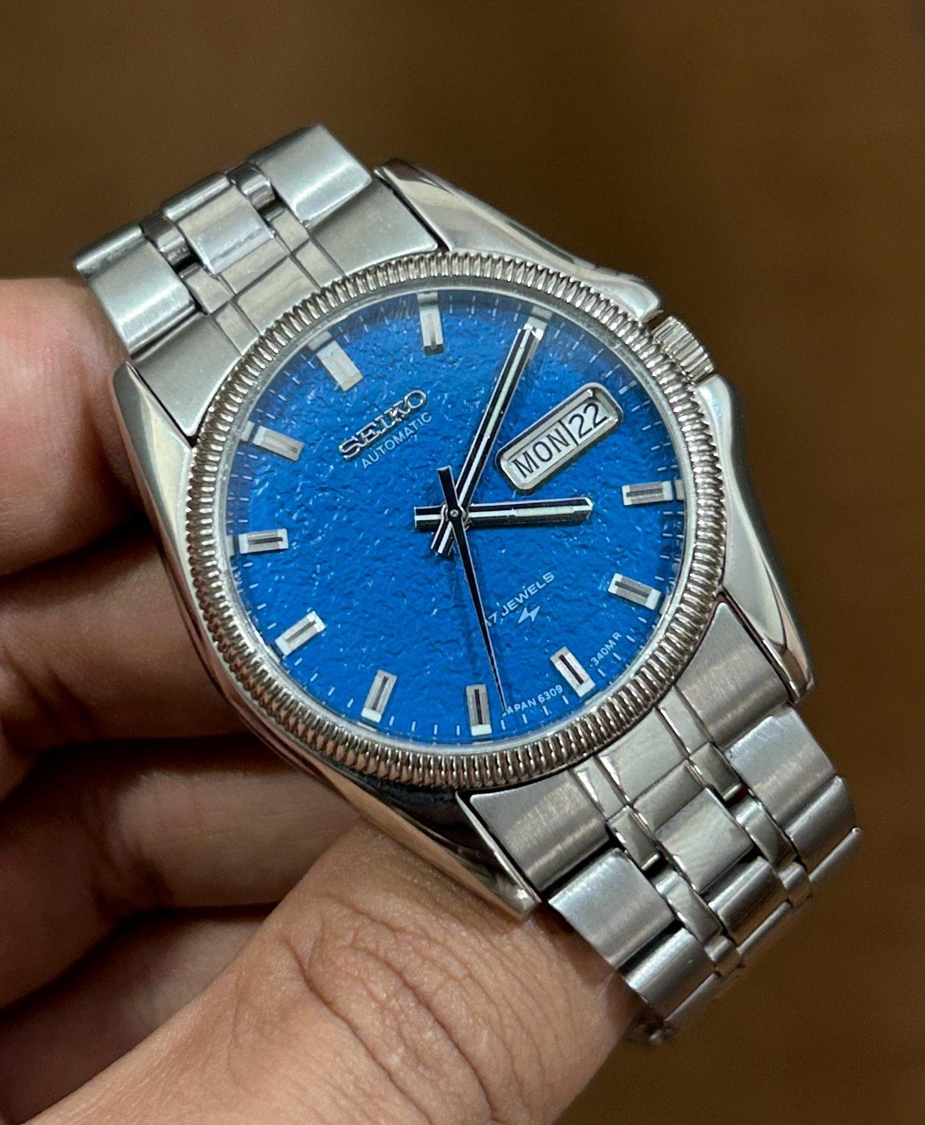 Seiko 5 Automatic Blue 💙 Red Dial Mens Watch Japan Made 6309