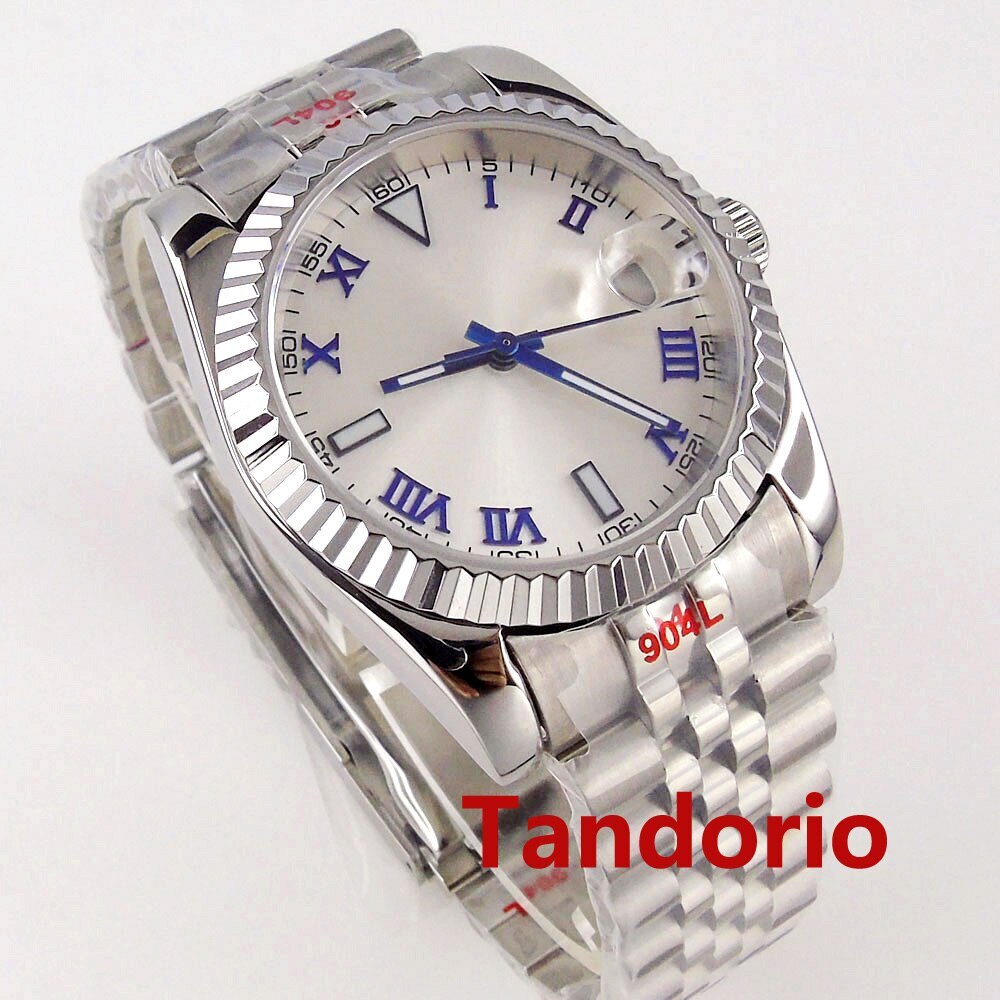 36mm/39mm Silver Sunburst Dial Fluted Bezel Sapphire Glass NH35 PT5000 Men Watch