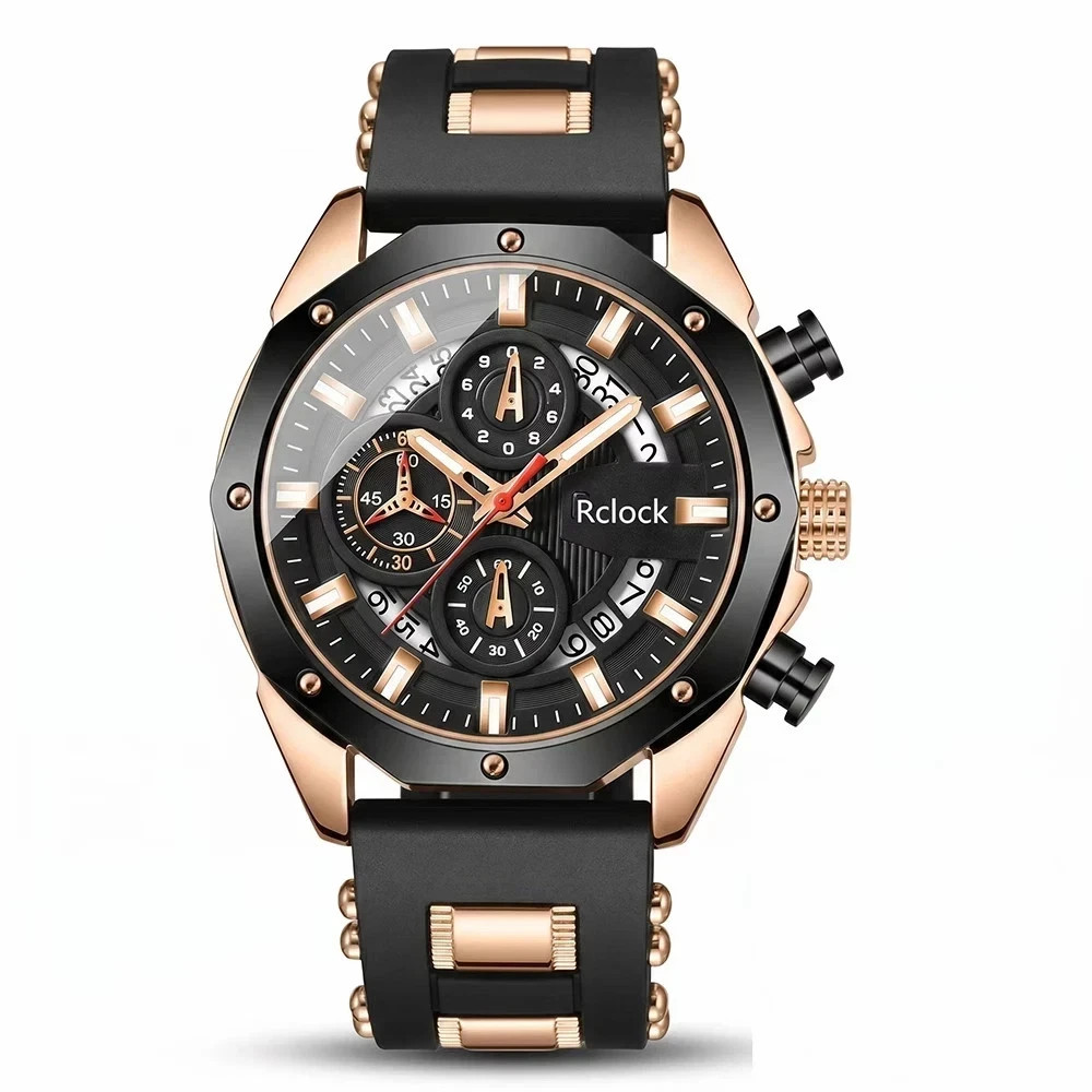 Big Self Winding Sport Watch. Day Month Date Waterproof Mens Watch Great Gift Bk