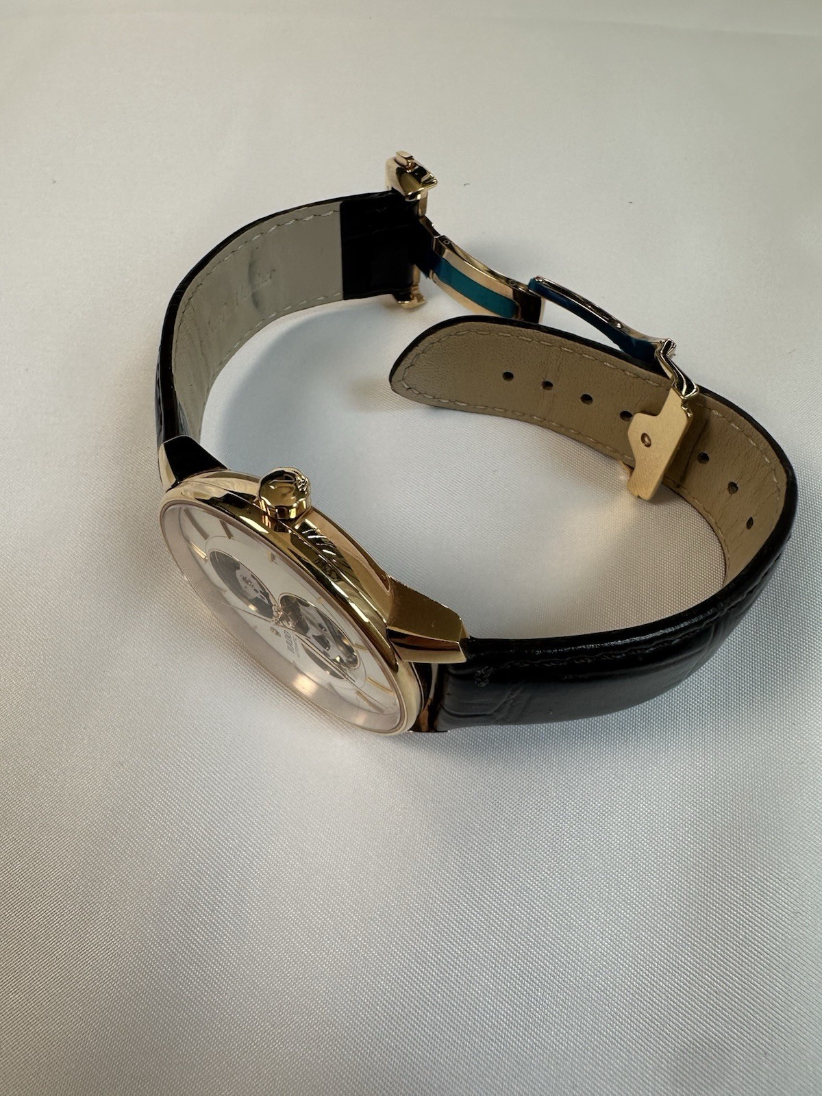 Rado Coupole Skeleton Dial Automatic Gold Tone Case Black Leather 41mm Box