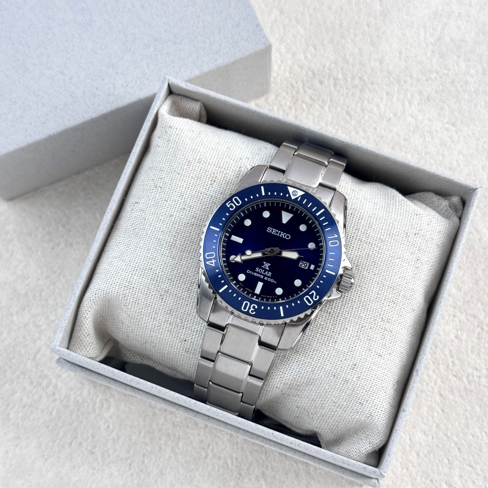 Seiko Men’s Prospex Sea SNE585 Blue Dial Stainless Steel Solar Dive Watch 38.5mm