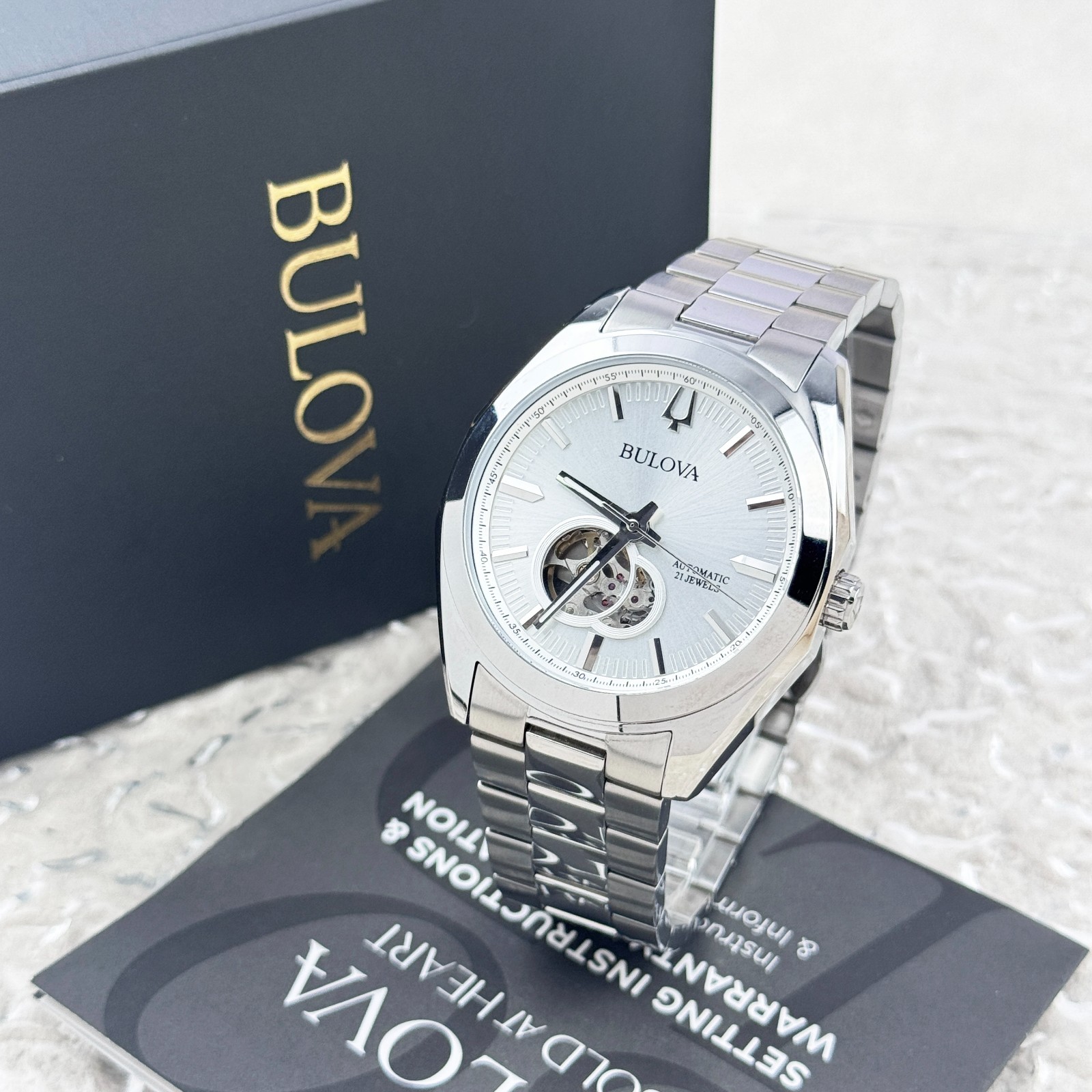 Bulova Men’s Surveyor 96A274 Automatic Silver Dial Stainless Steel Watch 42 mm