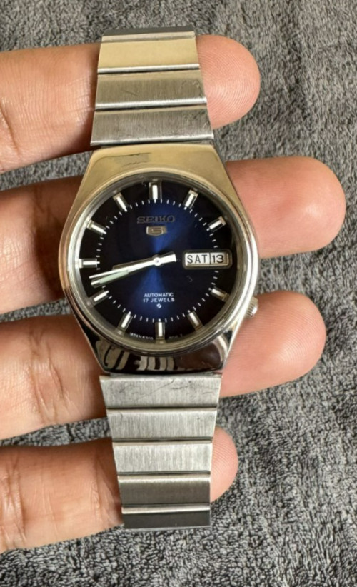 Seiko 5 Automatic 17 Jewels 6309-603BA Blue Dial Day-Date Vintage Japan
